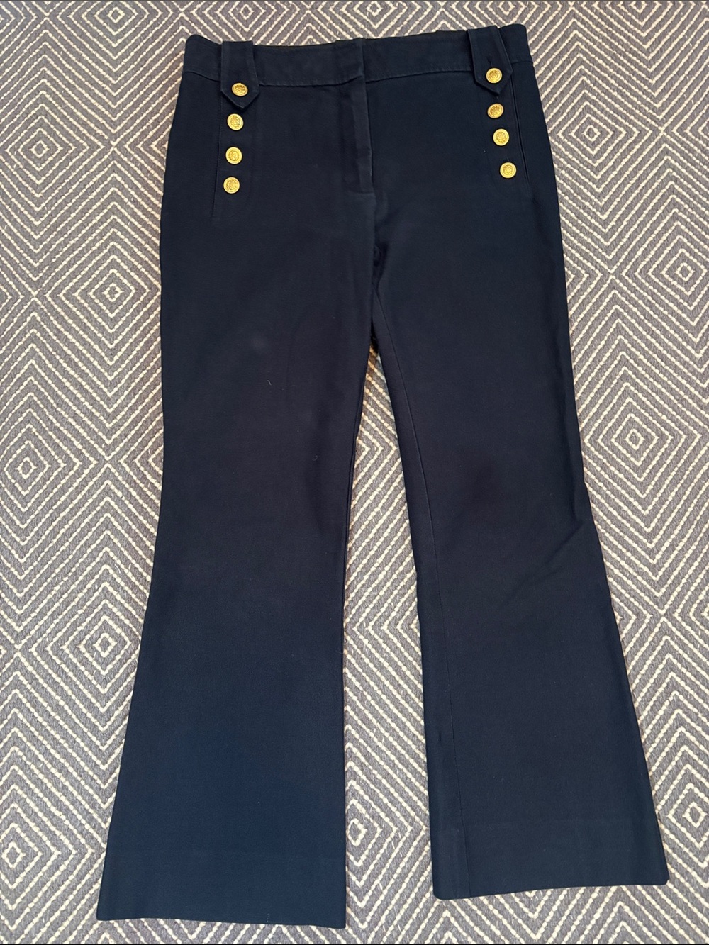 10 Crosby Derek Lam Navy Trousers with Gold Accents